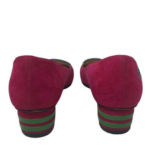 Rare Charlotte Olympia Sugar Skull Pink Suede Embroidered Round Toe Loafers 4 - Picture 4 of 12